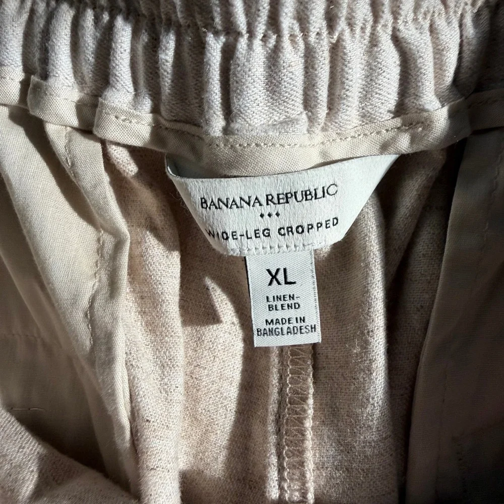 Banana Republic Wide-Leg Cropped Linen Blend HR Pants Flax Beige Women XL